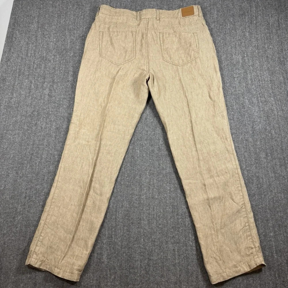 Peter Millar Men's 36 Linen Pants Tan Beige Straight Leg 5 Pocket Casual